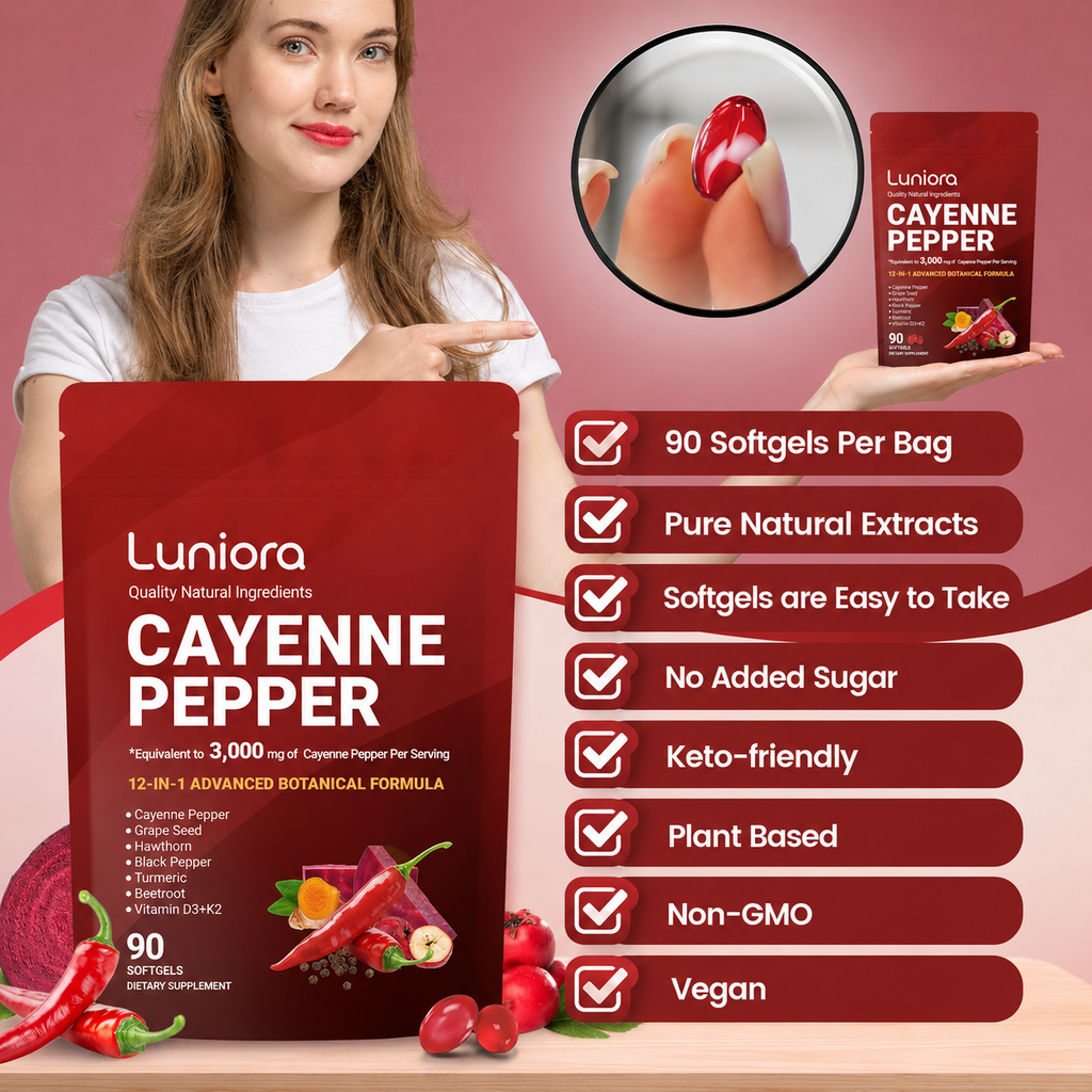 Cayenne Pepper Softgels Supplement, Supports Leg Vein, Heart and Blood Vessel Health